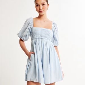 Abercrombie and Fitch Puff Sleeve Mini Dress - Light Blue